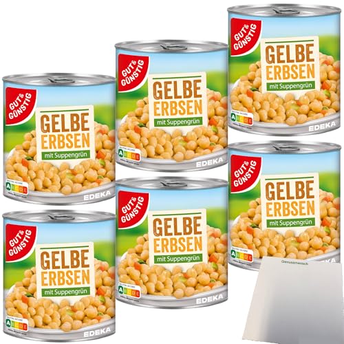 Gut&Günstig Gelbe Erbsen mit Suppengrün 6er Pack (6x800g Dose) + usy Block von usy