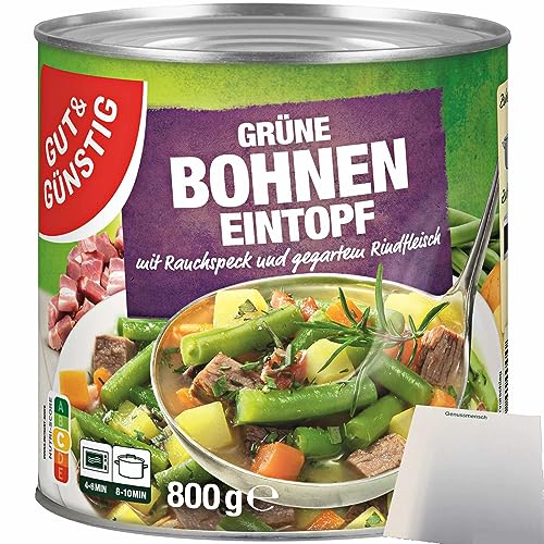 Gut&Günstig Grüne-Bohneneintopf mit Rauchspeck und Rindfleisch (800g Dose) + usy Block von usy