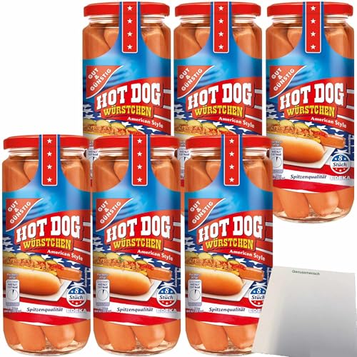 Gut&Günstig Hot Dog Würstchen in Eigenhaut American Style (6x8 Stück 6x375g ATG) + usy Block von usy