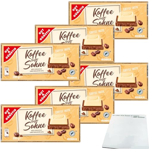 Gut&Günstig Kaffee trifft Sahne weiße Schokolade auf Sahneschokolade mit Kaffee 6er Pack (6x200g Tafel) + usy Block von usy