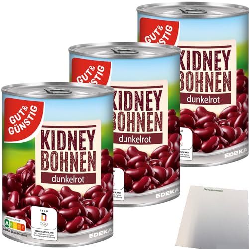 Gut&Günstig Kidneybohnen dunkelrot 3er Pack (3x400g Dose) + usy Block von usy