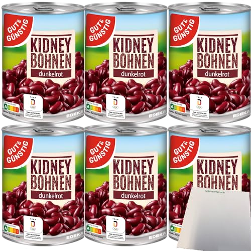 Gut&Günstig Kidneybohnen dunkelrot 6er Pack (6x400g Dose) + usy Block von usy