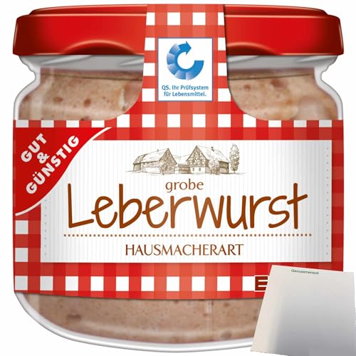 Gut&Günstig Leberwurst grob mit Majoran verfeinert Spitzenqualität (250g Glas) + usy Block von usy