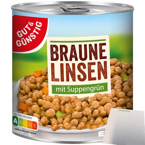 Gut&Günstig Linsen mit Suppengrün (800g Dose) + usy Block von usy