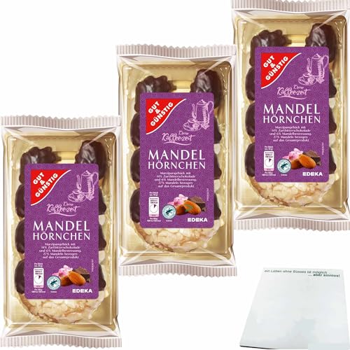 Gut&Günstig Mandelhörnchen edles Marzipangebäck veredelt mit 14 % Zartbitterschokolade 3er Pack (3x175g Packung) + usy Block von usy