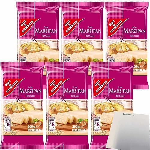 Gut&Günstig Marzipanrohmasse zum Backen und Naschen 6er Pack (6x200g Packung) + usy Block von usy