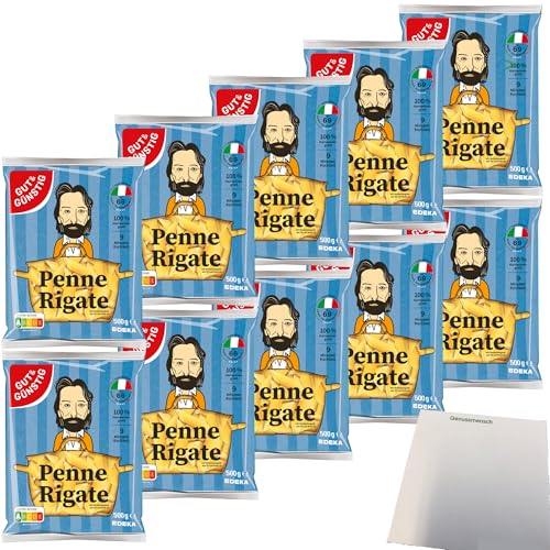 Gut&Günstig Nudeln Penne Rigate Pasta aus Italien 10er Pack (10x500g Beutel) + usy Block von usy