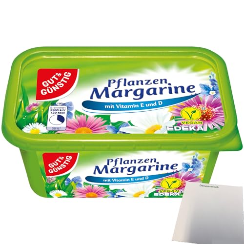 Gut&Günstig Pflanzenmargarine mit Vitamin E und D vegan (500g Packung) + usy Block von usy