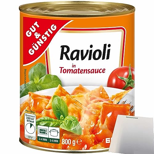 Gut&Günstig Ravioli in Tomatensauce gefüllte Teigtaschen mit fleischhaltiger Füllung (800g Dose) + usy Block von usy