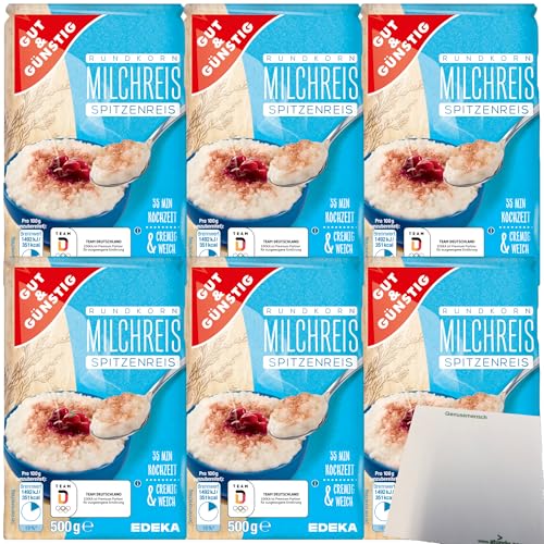 Gut&Günstig Rundkorn Milchreis Spitzenreis 6er Pack (6x500g Packung) + usy Block von usy