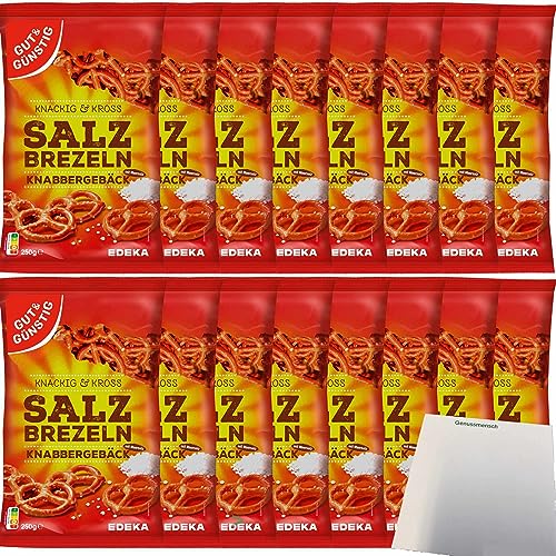 Gut&Günstig Salzbrezel Knabbergebäck Knackig & Cross mit Meersalz VPE (16x250g Packung) + usy Block von usy