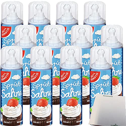 Gut&Günstig Sprühsahne 30% Fett 12er Pack (12x250ml Dose) + usy Block von usy