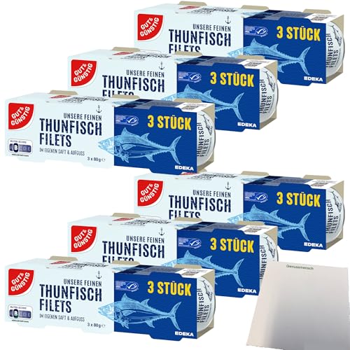 Gut&Günstig Thunfischfilets in eigenem Saft 6er Pack (18x80g Dose) + usy Block von usy