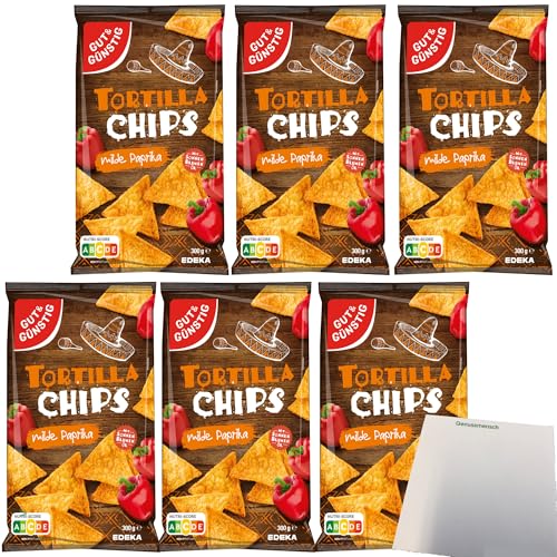 Gut&Günstig Tortillachips Mais-Chips mit Paprikageschmack 6er Pack (6x300g Packung) + usy Block von usy