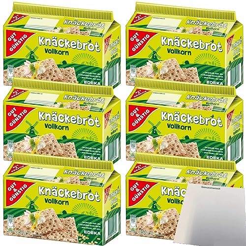 Gut&Günstig Vollkorn-Knäckebrot reich an Ballaststoffen 6er Pack (6x250g Packung) + usy Block von usy