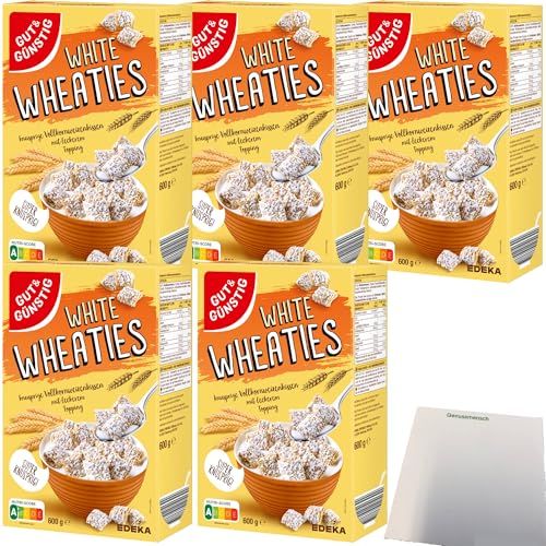 Gut&Günstig White Wheaties Vollkornweizenkissen mit Zuckertopping VPE (5x600g Packung) + usy Block von usy