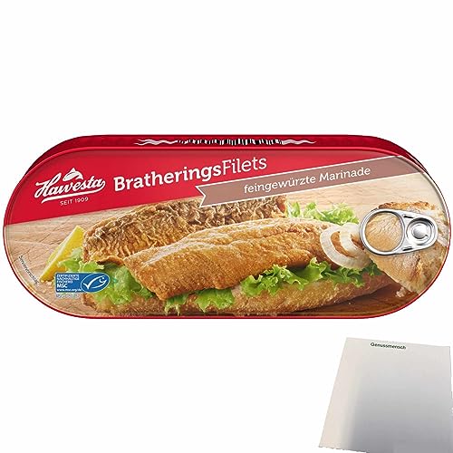 Hawesta Bratheringsfilets in feingewürzter Marinade MSC (325g Dose) + usy Block von usy