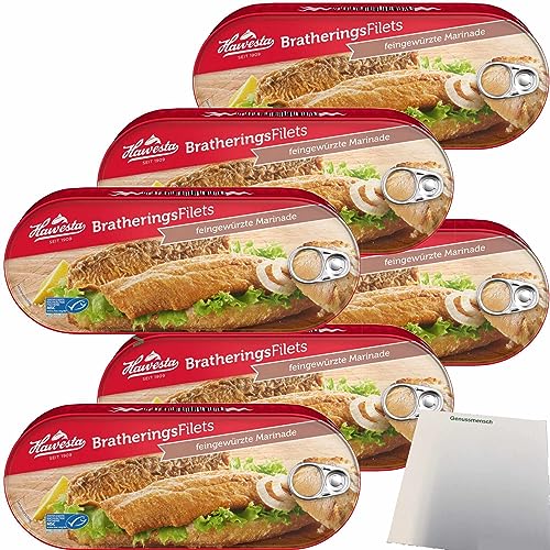 Hawesta Bratheringsfilets in feingewürzter Marinade MSC 6er Pack (6x325g Dose) + usy Block von usy