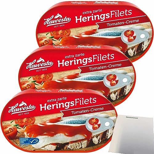 usy Bundle für Hawesta Heringsfilets in Tomaten-Creme MSC 3er Pack (3x200g Dose) + usy Block von usy