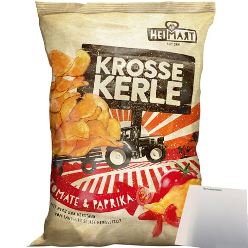 HeiMart Krosse Kerle Tomate & Paprika Chips in der Schale geröstet (115g Packung) + usy Block von usy