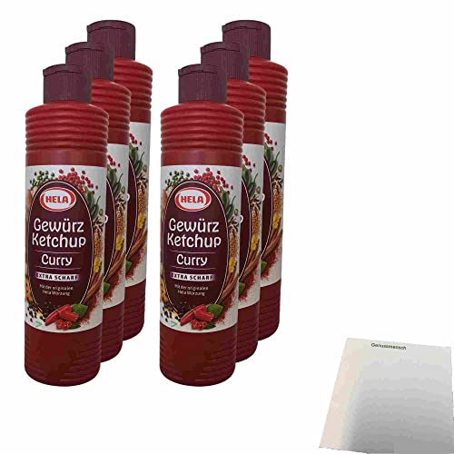 Hela Curry Gewürz Ketchup extra scharf 6er Pack (6x800ml Flasche) + usy Block von usy