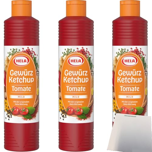 Hela Gewürz Ketchup Tomate Mild 3er Pack (3x800ml Tube) + usy Block von usy