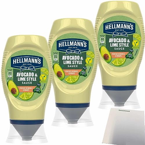 Hellmann´s Advocado & Lime Style Sauce Perfekt zu Bowls und Wraps 3er Pack (3x250ml Flasche) + usy Block von usy