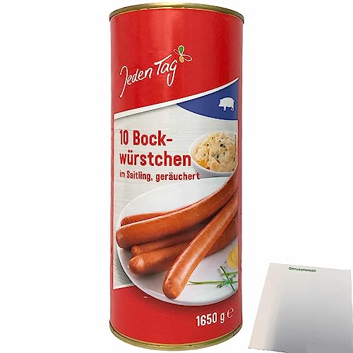 Jeden Tag Bockwürstchen im Saitling geräuchert (10x90g Dose) + usy Block von usy