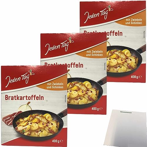 Jeden Tag Bratkartoffeln mit Schinken und Zwiebeln 3er Pack (3x400g Packung) + usy Block von usy