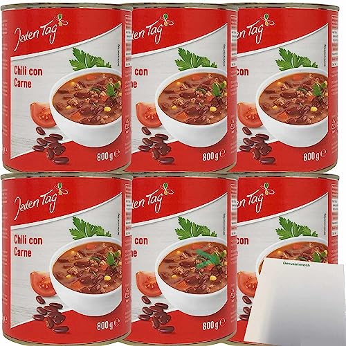 Jeden Tag Chili Con Carne Fertiggericht 6er Pack (6x800g Dose) + usy Block von usy