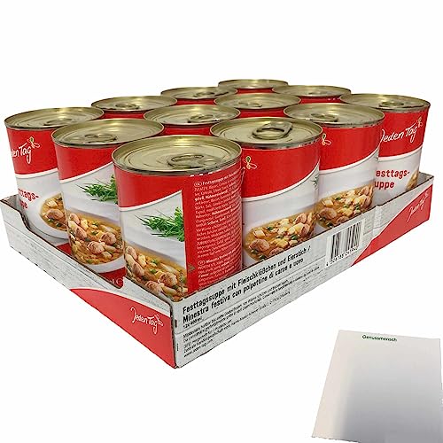 Jeden Tag Festtagssuppe mit Fleischklößchen und Eierstich 12er Pack (12x400ml Dose) + usy Block von usy