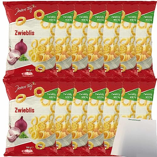 Jeden Tag Zwieblis zwieblig-würzig Zwiebelringe VPE (14x100g Packung) + usy Block von usy