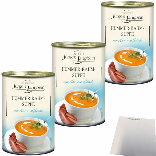 Jürgen Langbein Hummer Rahm Suppe mit Hummerfleisch 3er Pack (3x400ml Dose) + usy Block von usy