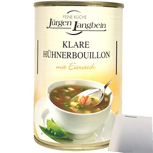 Jürgen Langbein Klare Hühnerbouillon 1er Pack (1x400ml Dose) + usy Block von usy