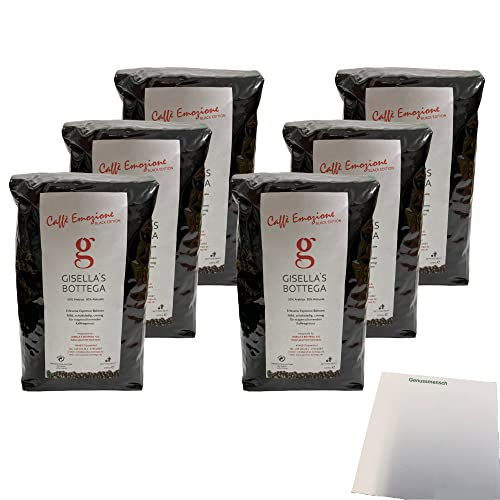 Kaffeebohnen Gisellas Bottega Caffe Emozione Black Edition 6er Pack (6x1kg Packung) + usy Block von usy