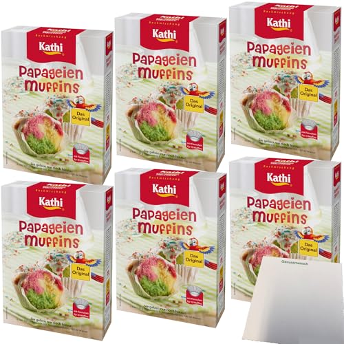 Kathi Backmischung für Papageienmuffins mit Förmchen 6er Pack (6x460g Packung) + usy Block von usy