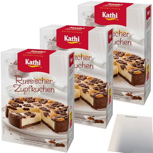 Kathi Backmischung für Russischer Zupfkuchen 3er Pack (3x610g Packung) + usy Block von usy