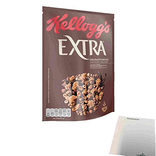 Kelloggs Extra Cioccolato e Nocciole Müsli (375g Beutel) + usy Block von usy