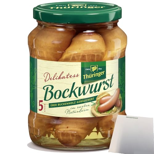 Keunecke EWU Delikatess Bockwurst 5x80g Stück (650g Glas) + usy Block von usy