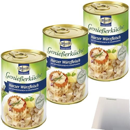 Keunecke Harzer Würzfleisch mit zartem Hühnerfleich 3er Pack (3x400g Dose) + usy Block von usy