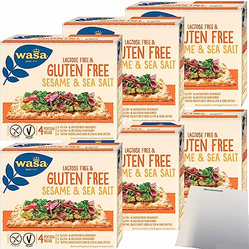 Knäckebrot Gluten und Laktosefrei mit Sesam und Meersalz 6er Pack (6x240g Packung) + usy Block von usy