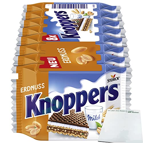 Knoppers Erdnuss Waffelschnitte (8x25g Packung) + usy Block von usy