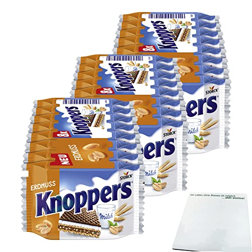 Knoppers Erdnuss Waffelschnitte 3er Pack (3x8x25g Packung) + usy Block von usy