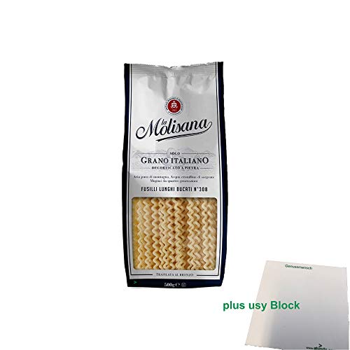 La Molisana Nudeln Fusilli Lunghi Bucati N°308 (500g Packung) + usy Block von usy