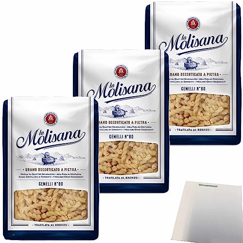 La Molisana Nudeln Gemelli No.80 3er Pack (3x500g Packung) + usy Block von usy