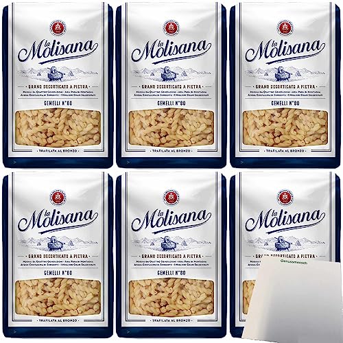 La Molisana Nudeln Gemelli No.80 6er Pack (6x500g Packung) + usy Block von usy