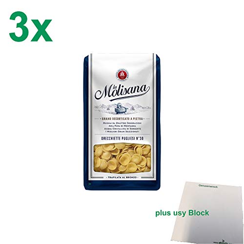 La Molisana Nudeln "Orecchiette Pugliesi 30" Officepack (3x500g Packung) + usy Block von usy