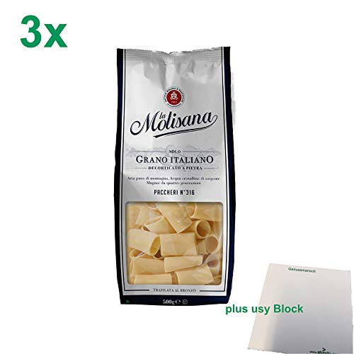 La Molisana Nudeln "Paccheri 316" Officepack (3x500g Packung) + usy Block von usy