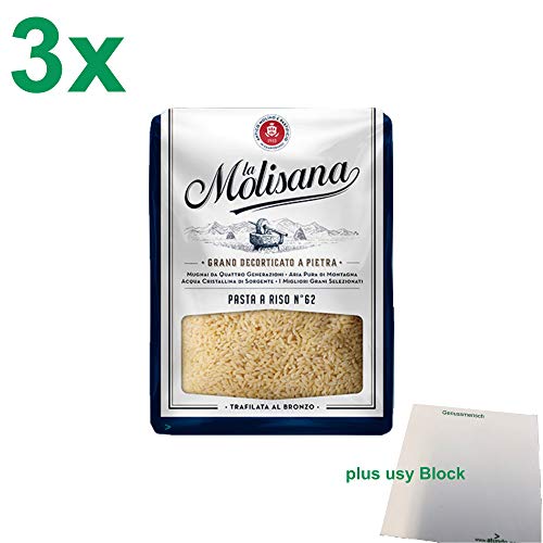 La Molisana Nudeln "Pasta A Riso 62" Officepack (3x500g Packung) + usy Block von usy