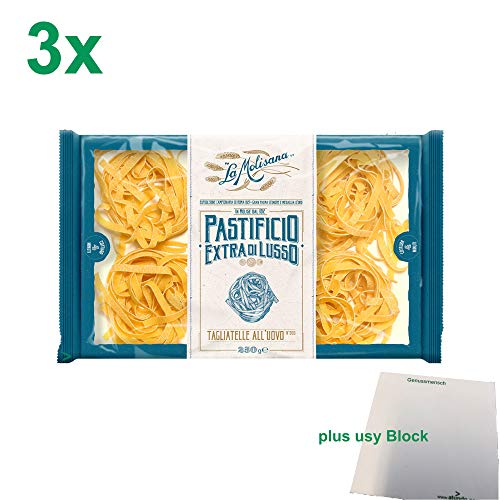 La Molisana Nudeln "Tagliatelle All'Uovo 203" Officepack (3x250g Packung) + usy Block von usy